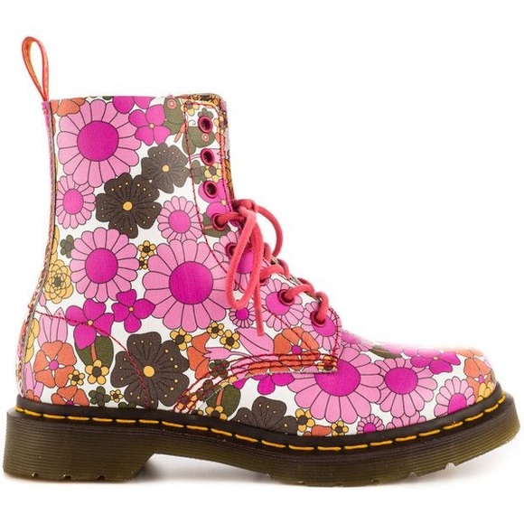 Dr. Martens Shoes - Rare Dr. Martens 1460 Pascal Pink Rose VintageDaisy RETRO Floral Boots Doc's